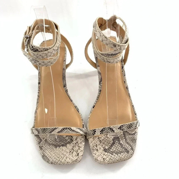 Express heels size 9 gray cream faux vegan leather snakeskin print party - Picture 2 of 12